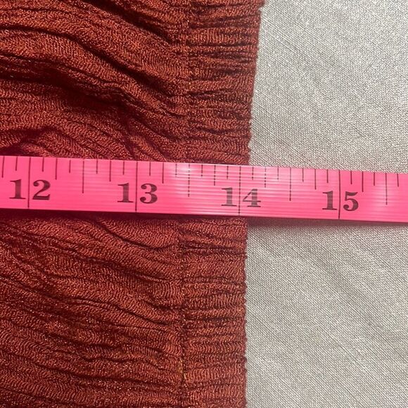 Savannah Morrow XS Kamala Crop Top Crinkled Silk Blend Deep V Neck Paprika Brown - Picture 8 of 8